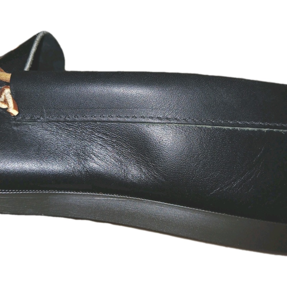 Minnetonka Unisex Camp Moccasins W 9.5 M 8 Black Leather Western Loafer Country - Picture 9 of 16